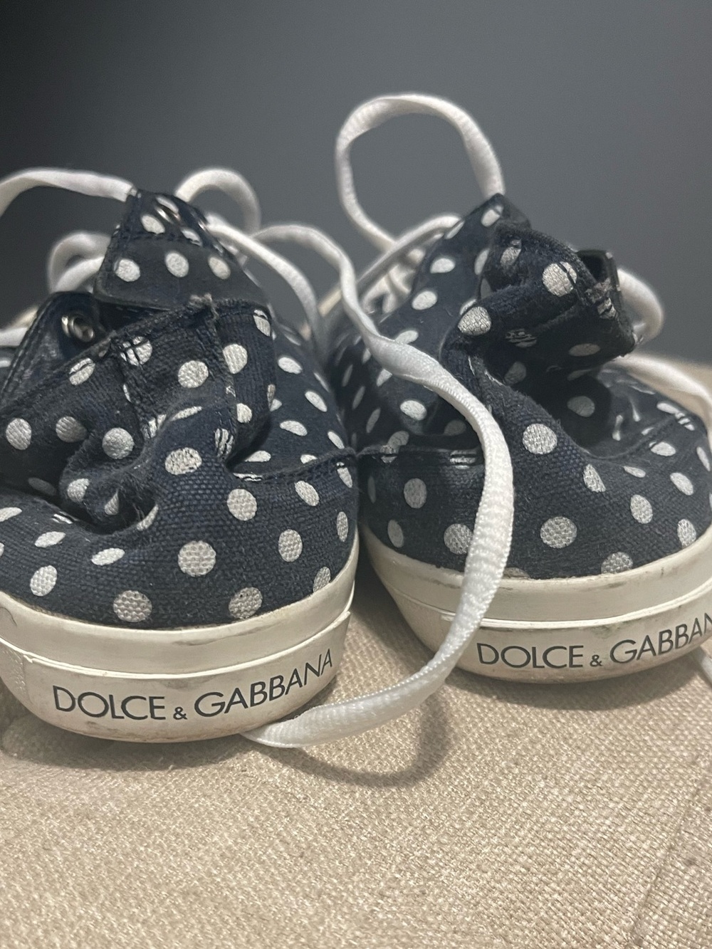 Dolce & Gabbana Adult Navy Polka Dot Canvas Sneakers